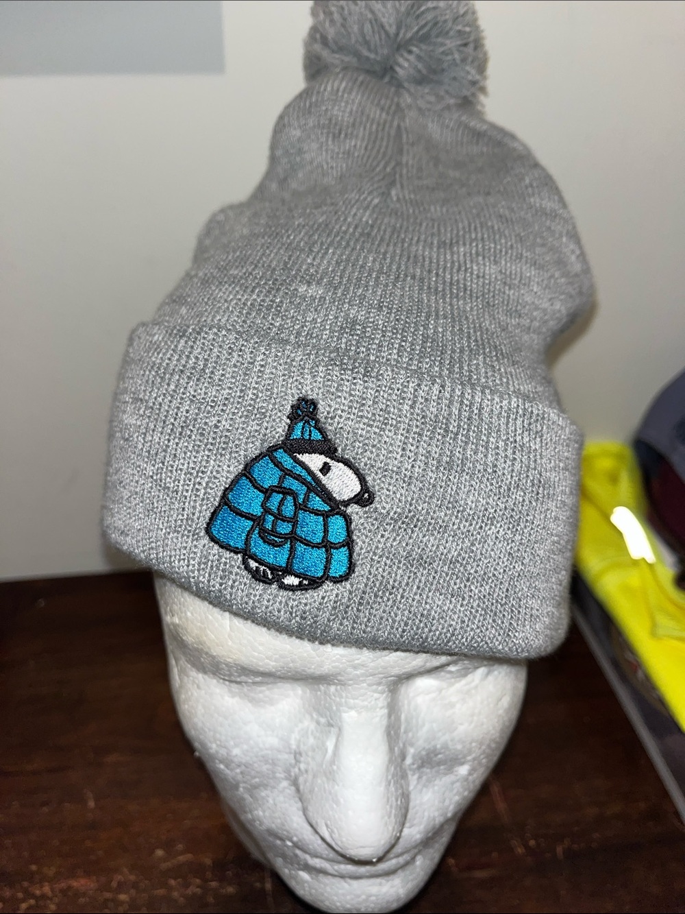 New NWOT Snoopy in Winter Parka coat jacket gray knit Beanie cap hat